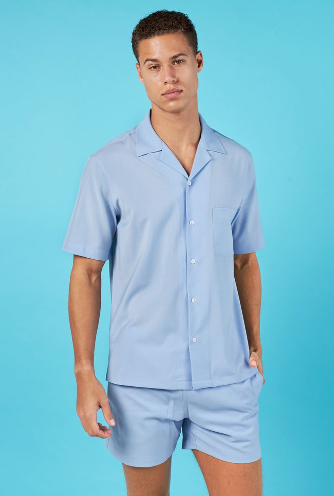 CAMISA AZUL POLAR MANGA CORTA 100% LANA - H&F - COLECCION - Camisa Azul Polar Manga Corta - HFCTSS2502CH - CH -