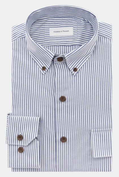 CAMISA RAYADA AZUL MARINO BUTTON DOWN - H&F - COLECCION - CAMISA RAYADA AZUL MARINO BUTTON DOWN - HFCTAW2342145 - 14.5 -