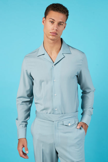 CAMISA VERDE AQUA MANGA LARGA 100% LANA - H&F - COLECCION - CAMISA VERDE AQUA MANGA LARGA - HFCTSS2507CH - CH -