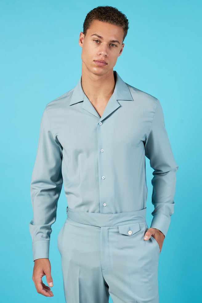 CAMISA VERDE AQUA MANGA LARGA 100% LANA - H&F - COLECCION - CAMISA VERDE AQUA MANGA LARGA - HFCTSS2507CH - CH -