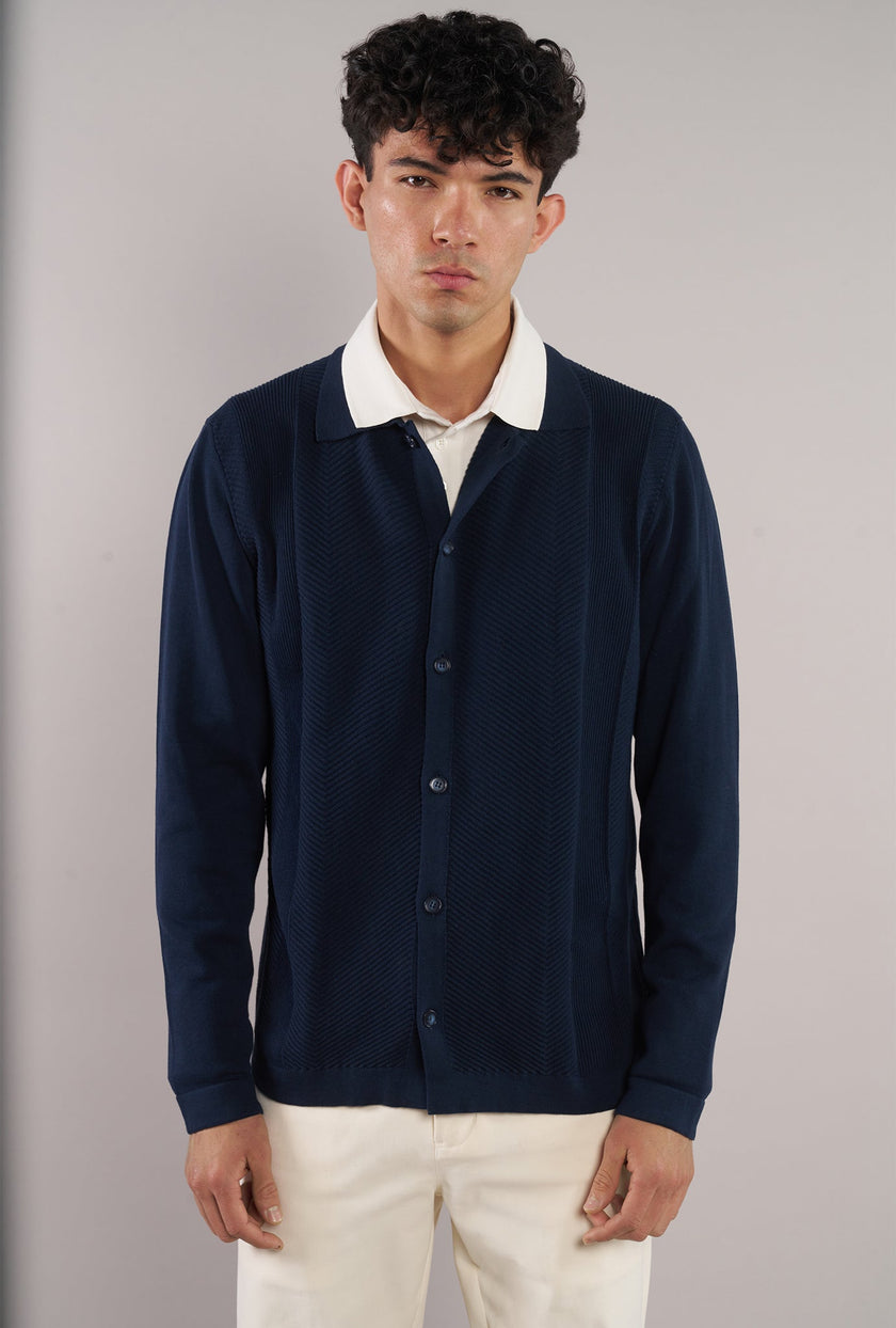 Cardigan Canalé Azul - H&F - SUETER - Cardigan Canalé Azul - HFSWSS2601CH - CH -