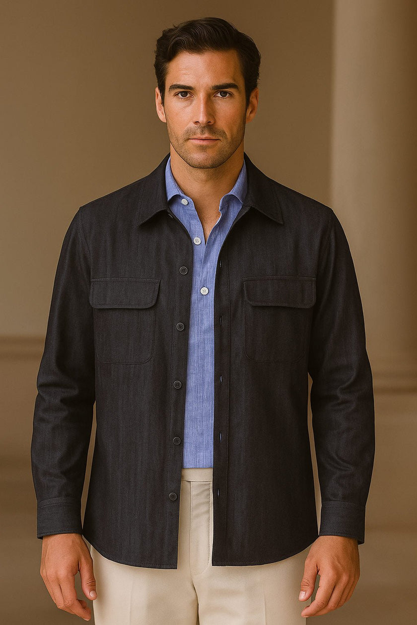 OVERSHIRT AZUL MEZCLILLA OSCURO - H&F - OVER SHIRT - OVERSHIRT AZUL MEZCLILLA OSCURO - HFJKSS2502CH - CH -