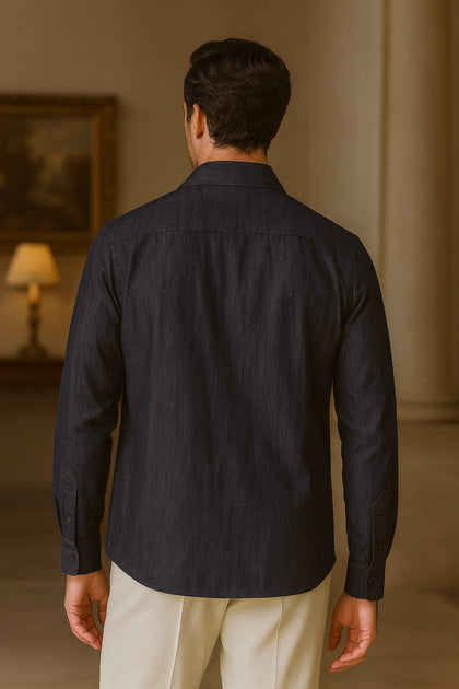 OVERSHIRT AZUL MEZCLILLA OSCURO - H&F - OVER SHIRT - OVERSHIRT AZUL MEZCLILLA OSCURO - HFJKSS2502CH - CH -