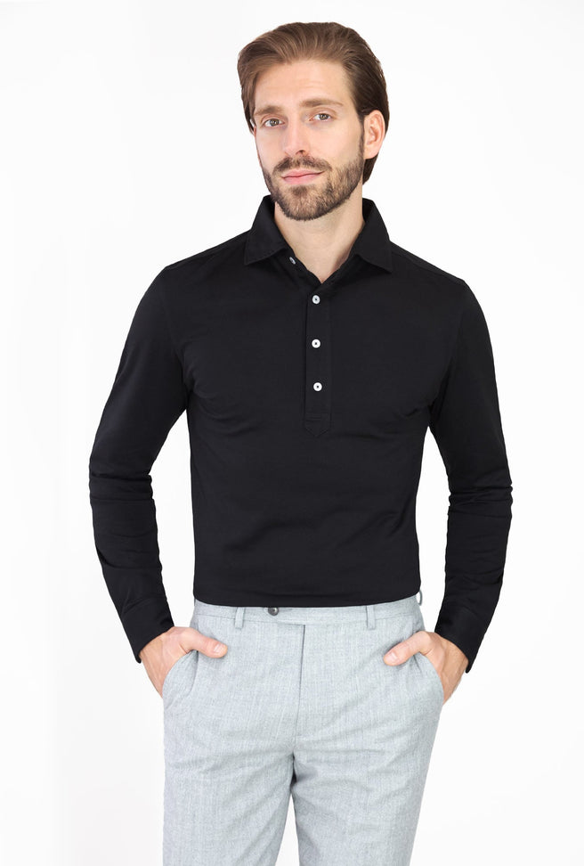 PLAYERA POLO NEGRA MANGA LARGA - H&F - PLAYERA POLO - PLAYERA POLO NEGRA MANGA LARGA - HFPOLO2207XCH - XCH -
