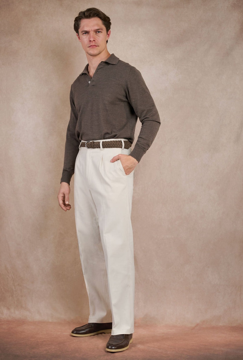 POLO LANA MERINO TAUPE - H&F - PLAYERA POLO - POLO LANA MERINO TAUPE - HFPOAW2502CH - CH -