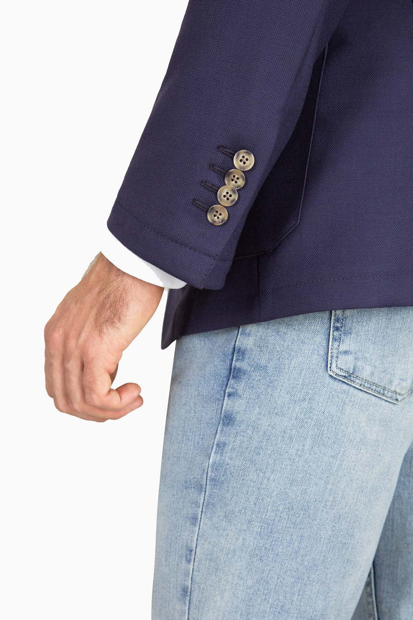 SACO AZUL MARINO TEJIDO DE CANASTA - H&F - SACO - SACO AZUL MARINO TEJIDO DE CANASTA - HFSTSS2439844 - 44 -