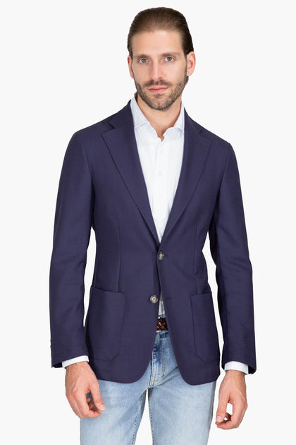 SACO AZUL MARINO TEJIDO DE CANASTA - H&F - SACO - SACO AZUL MARINO TEJIDO DE CANASTA - HFSTSS2439844 - 44 -