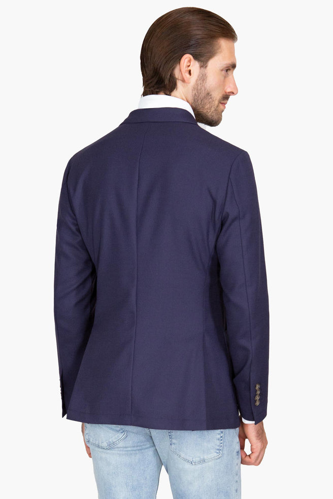SACO AZUL MARINO TEJIDO DE CANASTA - H&F - SACO - SACO AZUL MARINO TEJIDO DE CANASTA - HFSTSS2439844 - 44 -