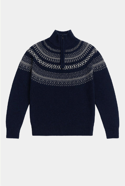 SWEATER AZUL CON CIERRE LANA CASHMERE - H&F - SUETER - SWEATER AZUL CON CIERRE LANA CASHMERE - HFSWAW2503CH - CH -