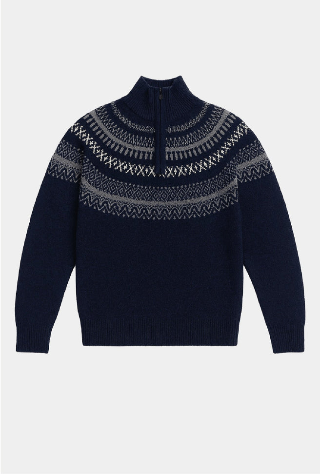 SWEATER AZUL CON CIERRE LANA CASHMERE - H&F - SUETER - SWEATER AZUL CON CIERRE LANA CASHMERE - HFSWAW2503CH - CH -