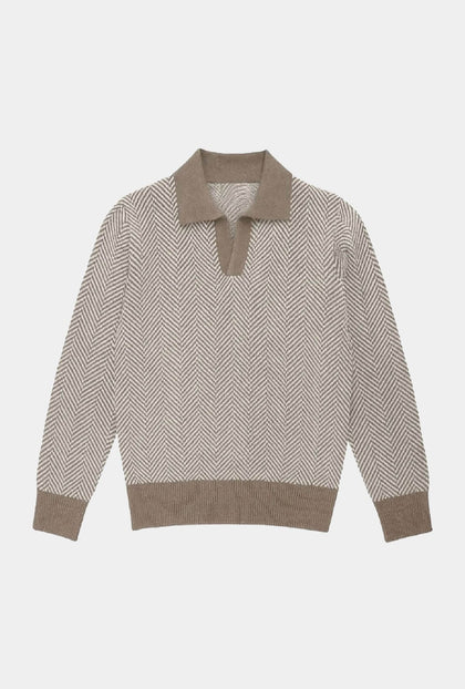 SWEATER TIPO POLO LANA CASHMERE ARENA - H&F - SUETER - SWEATER TIPO POLO LANA CASHMERE ARENA - HFSWAW2502CH - CH -