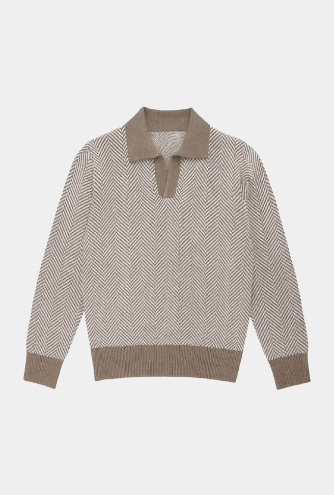 SWEATER TIPO POLO LANA CASHMERE ARENA - H&F - SUETER - SWEATER TIPO POLO LANA CASHMERE ARENA - HFSWAW2502CH - CH -