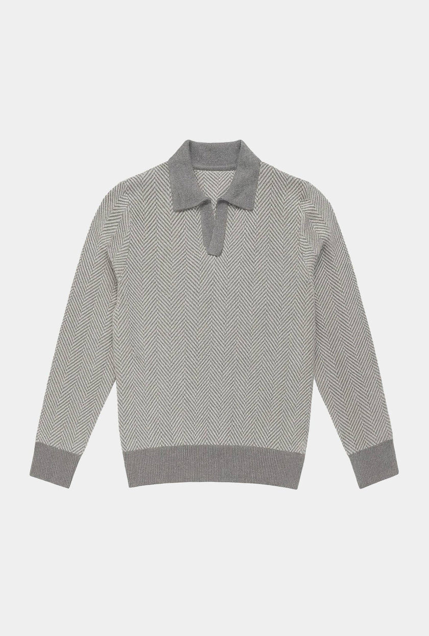 SWEATER TIPO POLO LANA CASHMERE GRIS - H&F - SUETER - SWEATER TIPO POLO LANA CASHMERE GRIS - HFSWAW2501CH - CH -