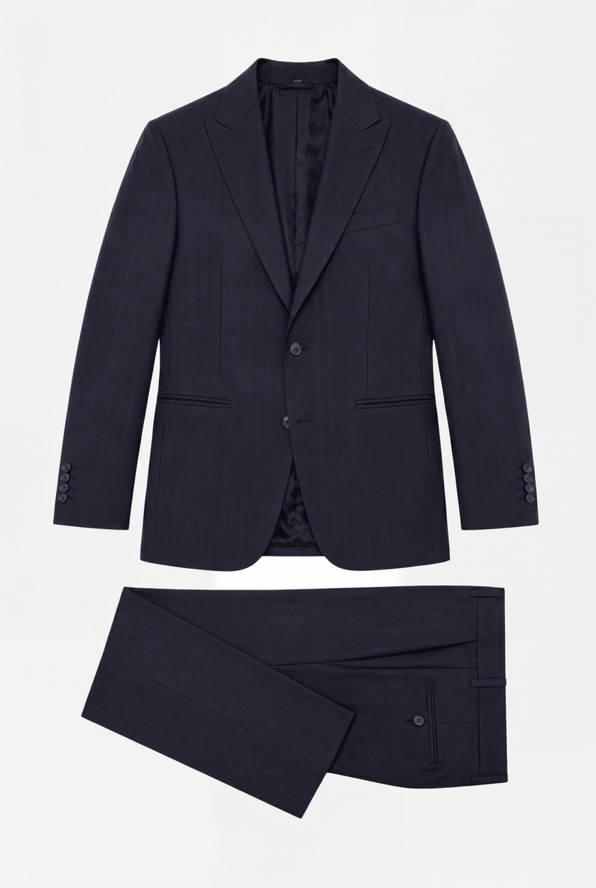 Traje Azul Marino Líneas Marrón - H&F - TRAJE - Traje Azul Marino Líneas Marrón - HFTTSS2669446 - 46 -