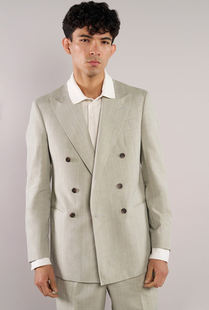 Traje Sage Green Líneas Blancas - H&F - TRAJE - Traje Sage Green Líneas Blancas - HFTTSS2670546 - 46 -