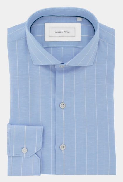 CAMISA AZUL DE RAYAS BLANCAS - H&F - COLECCION - CAMISA AZUL DE RAYAS BLANCAS - HFCTAW2002145 - 14.5 -