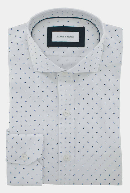 CAMISA BLANCA DE FIGURAS AZULES - H&F - COLECCION - CAMISA BLANCA DE FIGURAS AZULES - HFCTAW2014145 - 14.5 -