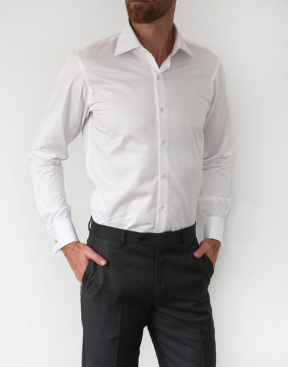 Camisa Blanca Stretch Puño Botón Redondo - H&F - CAMISA BASICA - harris and frank - HFCT0107145 - 14.5 -