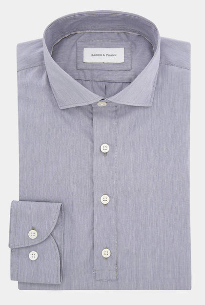 CAMISA DE 4 BOTONES BLANCA MIL RAYAS AZUL - H&F - 4 BOTONES -