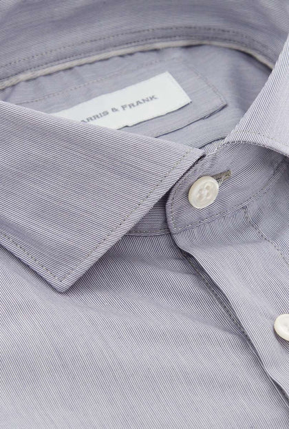 CAMISA DE 4 BOTONES BLANCA MIL RAYAS AZUL - H&F - 4 BOTONES -
