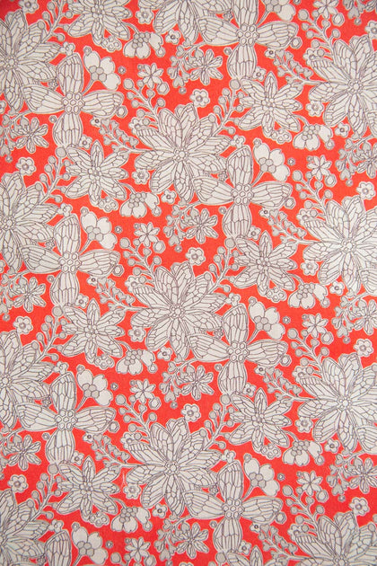CAMISA ROJA ANARANJADA CON ESTAMPADO FLORAL - H&F - LIBERTY -