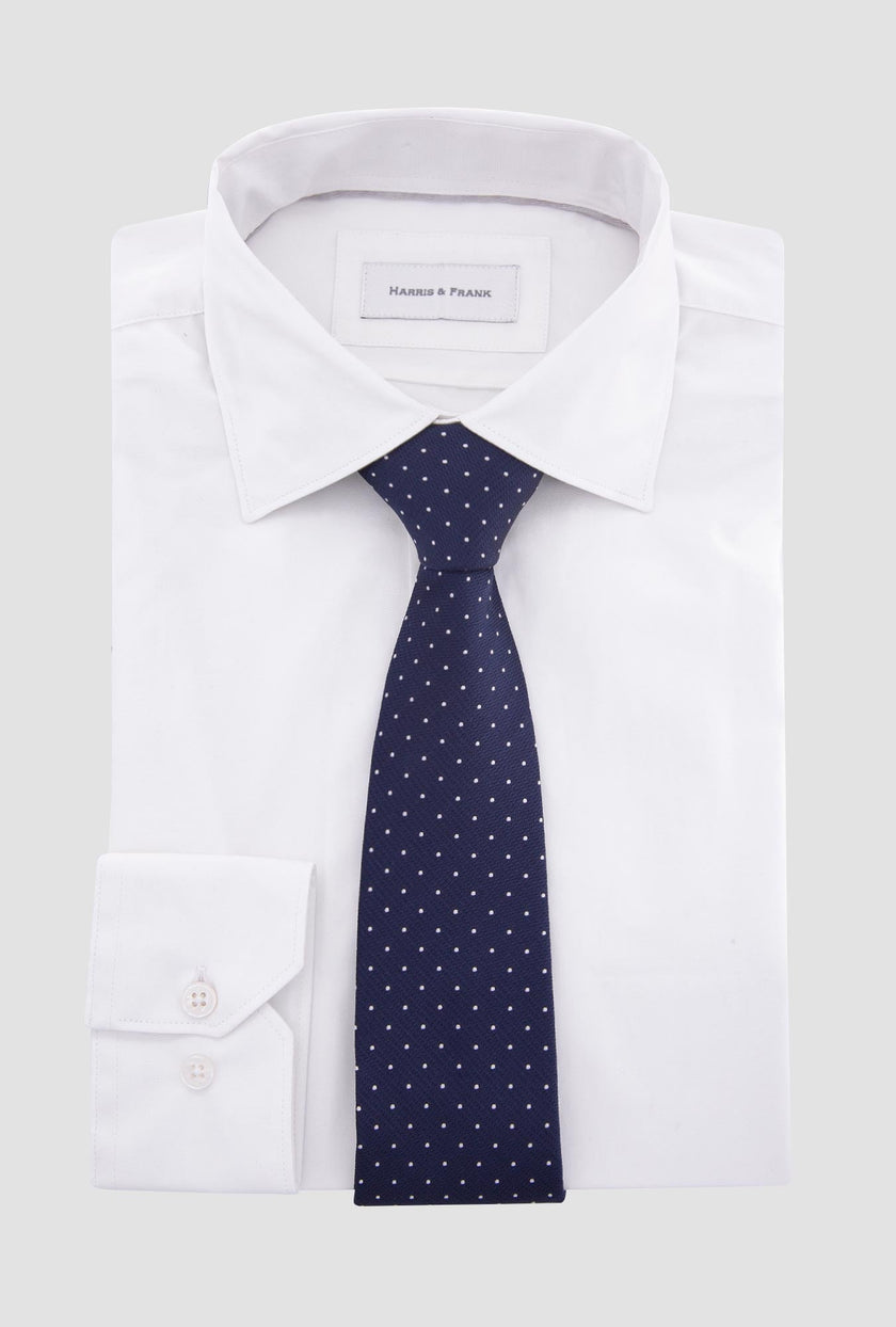 CORBATA SEDA AZUL MARINO PUNTOS BLANCOS SS2303 - H&F - CORBATA - CORBATA SEDA AZUL MARINO PUNTOS BLANCOS SS2303 - HFCORSS2303 -
