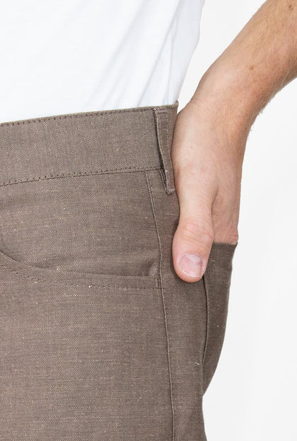PANTALÓN CAFÉ LINO ALGODÓN - H&F - PANTALON - PANTALÓN CAFÉ LINO ALGODÓN - HFPTSS221038 - 38 -