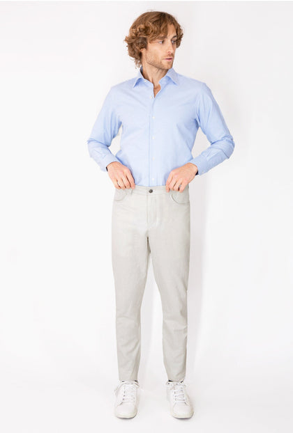 PANTALÓN GRIS CLARO 100% LINO - H&F - PANTALON - PANTALÓN GRIS CLARO 100% LINO - HFPTSS220738 - 38 -