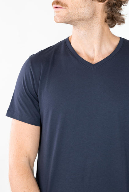 T - SHIRT AZUL CUELLO V - H&F - T - SHIRT - T - SHIRT AZUL CUELLO V - HFTS2004xCH - XCH -