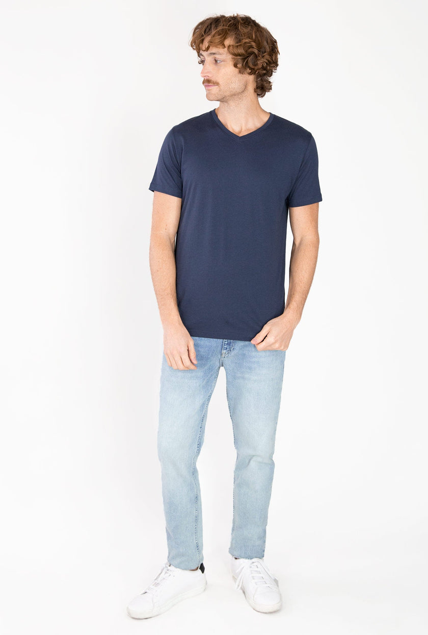 T - SHIRT AZUL CUELLO V - H&F - T - SHIRT - T - SHIRT AZUL CUELLO V - HFTS2004xCH - XCH -