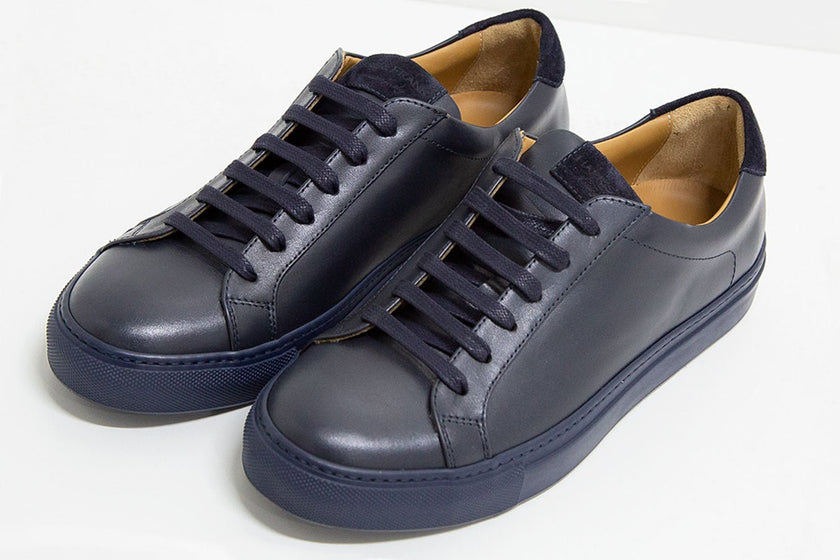 TENNIS DE PIEL AZUL MARINO - H&F - ZAPATOS - TENNIS DE PIEL AZUL MARINO - HFZPSS2201400 - 40 -