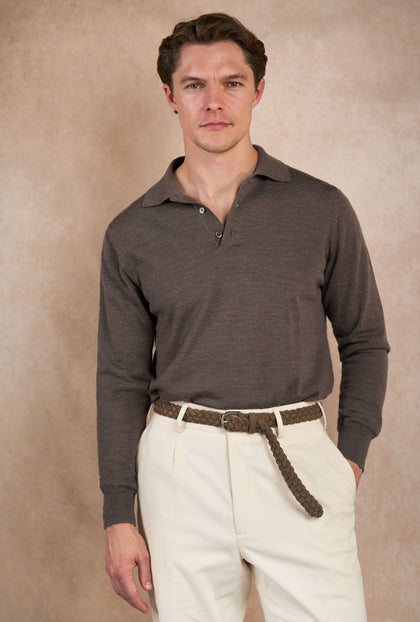 POLO LANA MERINO TAUPE - H&F - PLAYERA POLO - POLO LANA MERINO TAUPE - HFPOAW2502CH - CH -