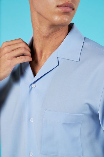 CAMISA AZUL POLAR MANGA CORTA 100% LANA - H&F - COLECCION - CAMISA AZUL POLAR MANGA CORTA 100% LANA - HFCTSS2502CH - CH - 