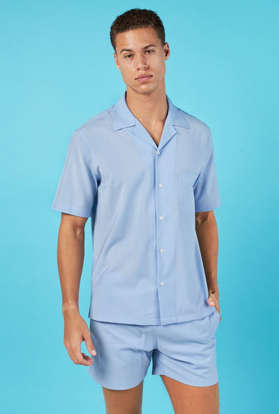 CAMISA AZUL POLAR MANGA CORTA 100% LANA - H&F - COLECCION - Camisa Azul Polar Manga Corta - HFCTSS2502CH - CH - 