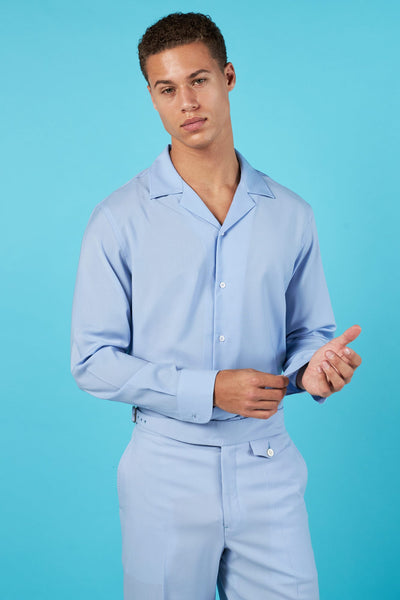 CAMISA AZUL POLAR MANGA LARGA 100% LANA - H&F - COLECCION - HFCTSS2506CH - Size