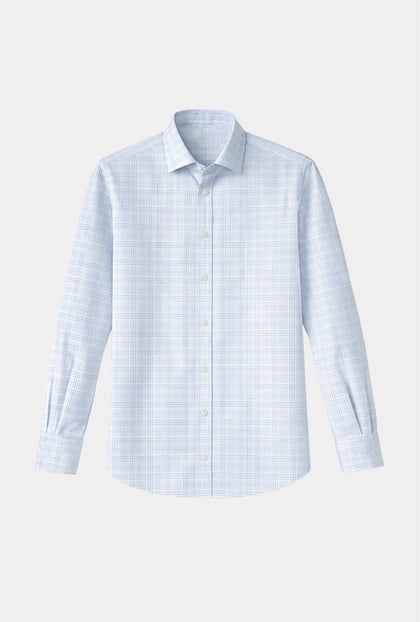 Camisa de mancuernilla azul claro a cuadros - H&F - COLECCION - Camisa de mancuernilla azul claro a cuadros -