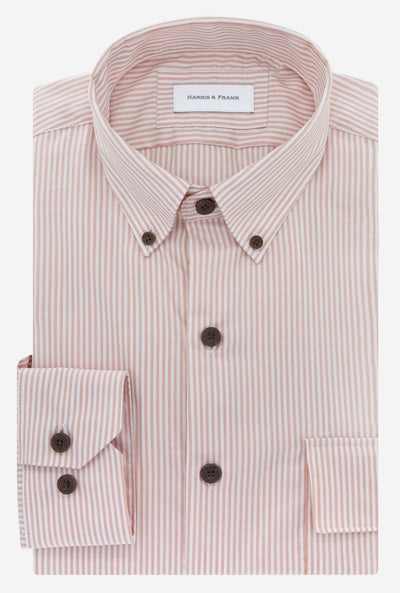 CAMISA RAYADA ANARANJADA BUTTON DOWN - H&F - COLECCION - CAMISA RAYADA ANARANJADA BUTTON DOWN - HFCTAW2341145 - 14.5 - 