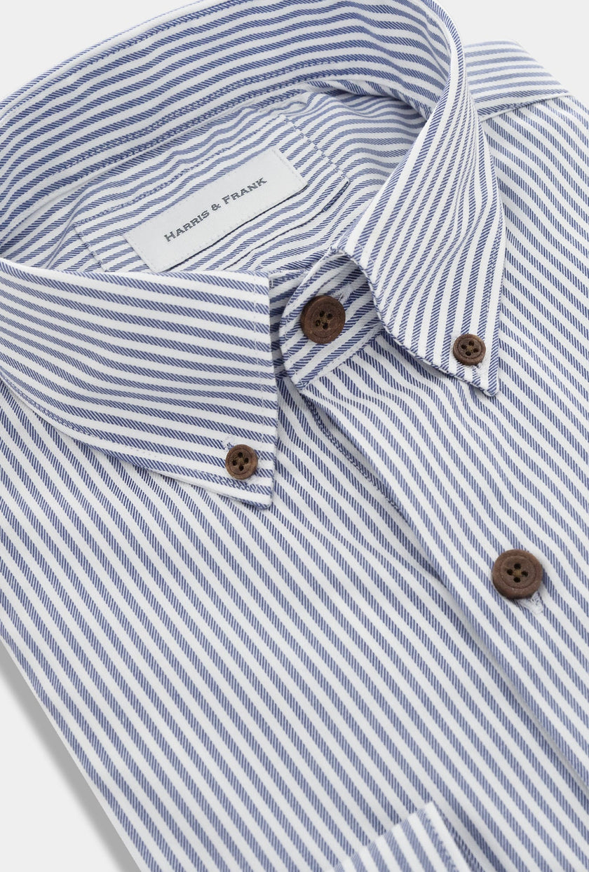 CAMISA RAYADA AZUL MARINO BUTTON DOWN - H&F - COLECCION - CAMISA RAYADA AZUL MARINO BUTTON DOWN - HFCTAW2342145 - 14.5 - 
