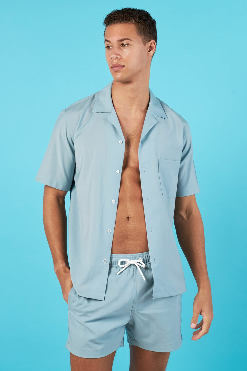 CAMISA VERDE AQUA MANGA CORTA 100% LANA - H&F - COLECCION - CAMISA VERDE AQUA MANGA CORTA - HFCTSS2503CH - CH - 