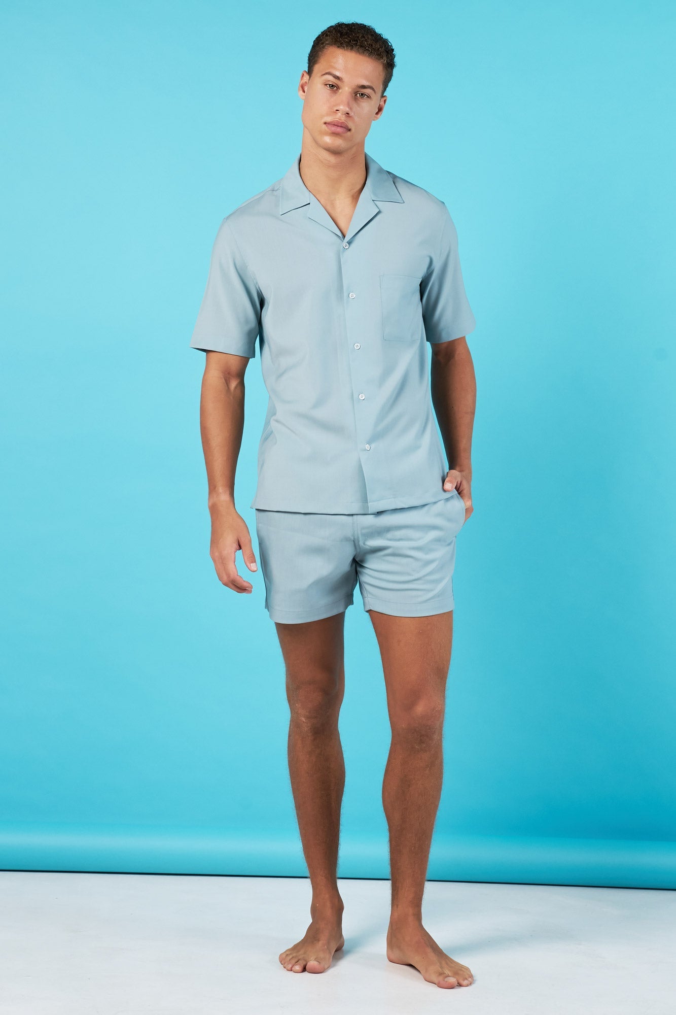 CAMISA VERDE AQUA MANGA CORTA 100% LANA - H&F - COLECCION - CAMISA VERDE AQUA MANGA CORTA 100% LANA - HFCTSS2503CH - CH - 