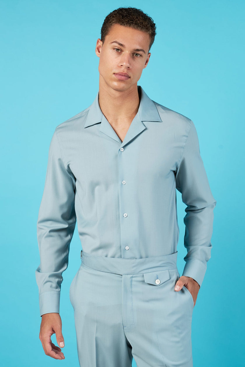 CAMISA VERDE AQUA MANGA LARGA 100% LANA - H&F - COLECCION - CAMISA VERDE AQUA MANGA LARGA - HFCTSS2507CH - CH - 