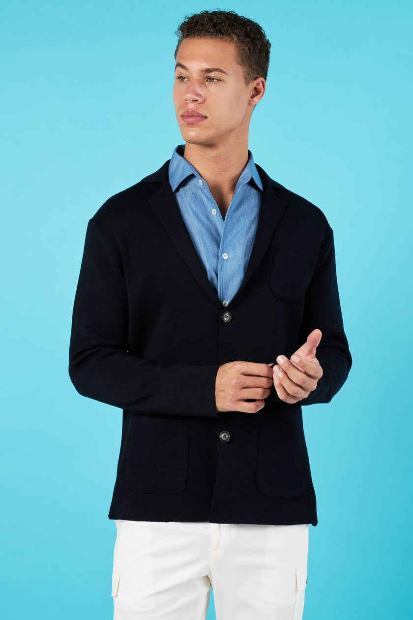 Cardigan Azul Marino - H&F - SUETER - Cardigan Azul Marino - HFSTSS2502CH - CH - 