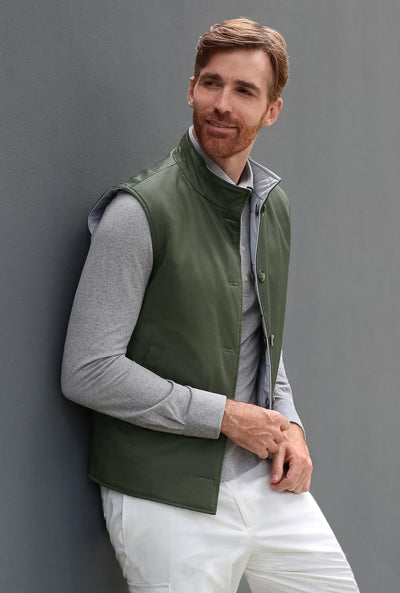 CHALECO CAPITONADO DOBLE VISTA GRIS Y VERDE SS2303 - H&F - CHALECO -