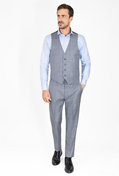 CHALECO GRIS DE CUADROS - H&F - CHALECO - CHALECO GRIS DE CUADROS - HFCHTSS230148 - 48 - 
