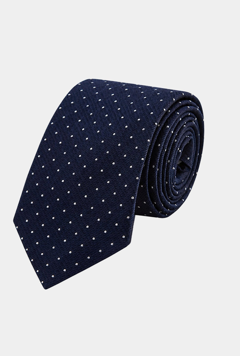 CORBATA SEDA AZUL MARINO PUNTOS BLANCOS - H&F - CORBATA - CORBATA SEDA AZUL MARINO PUNTOS BLANCOS - HFCORSS2303 - 