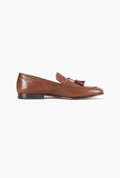 MOCASINES DE PIEL CAFÉS SLIP-ON CON BORLAS - H&F - ZAPATOS -