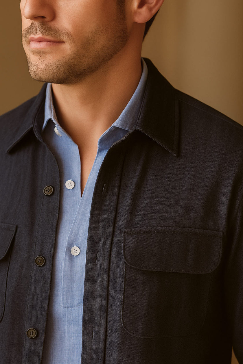 OVERSHIRT AZUL MEZCLILLA OSCURO - H&F - OVER SHIRT - OVERSHIRT AZUL MEZCLILLA OSCURO - HFJKSS2502CH - CH - 