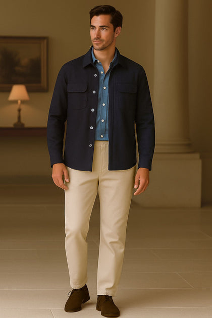 OVERSHIRT MARINO SARGA - H&F - OVER SHIRT - OVERSHIRT MARINO SARGA - HFJKSS2503CH - CH - 