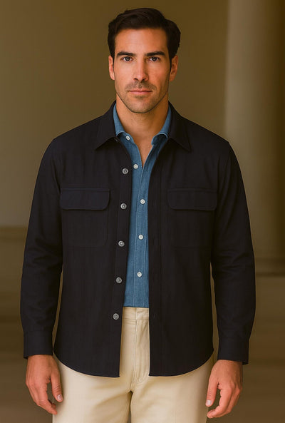 OVERSHIRT MARINO SARGA - H&F - OVER SHIRT - OVERSHIRT MARINO SARGA - HFJKSS2503CH - CH - 