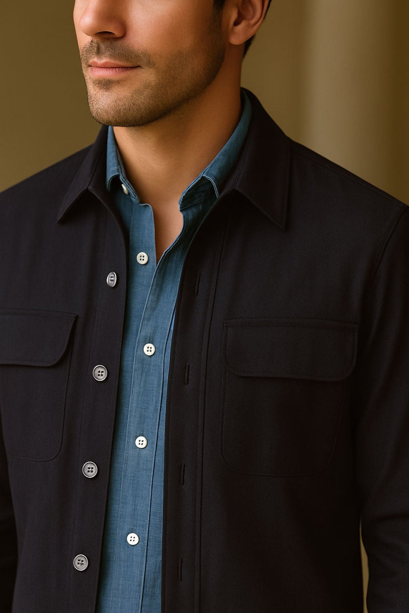 OVERSHIRT MARINO SARGA - H&F - OVER SHIRT - OVERSHIRT MARINO SARGA - HFJKSS2503CH - CH - 